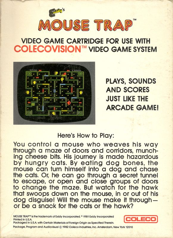 Mouse Trap box art for Colecovision